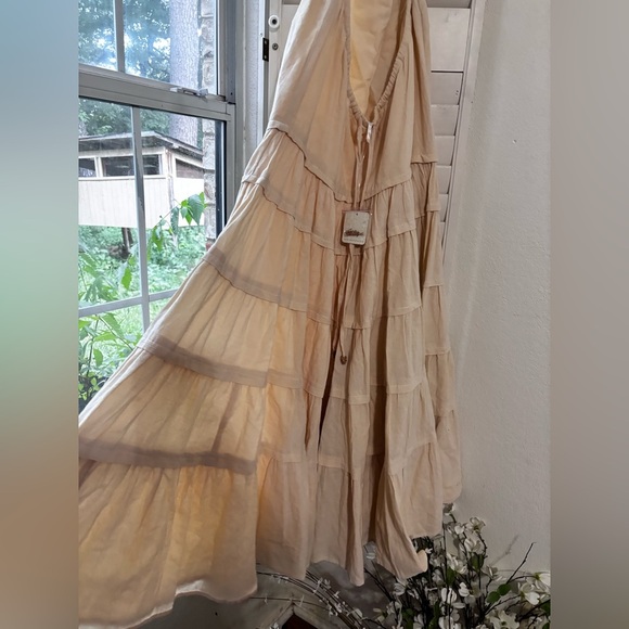 Free People Somewhere Sunny Drop Waist Halter Maxi Dress in White Swan - Picture 3 of 7